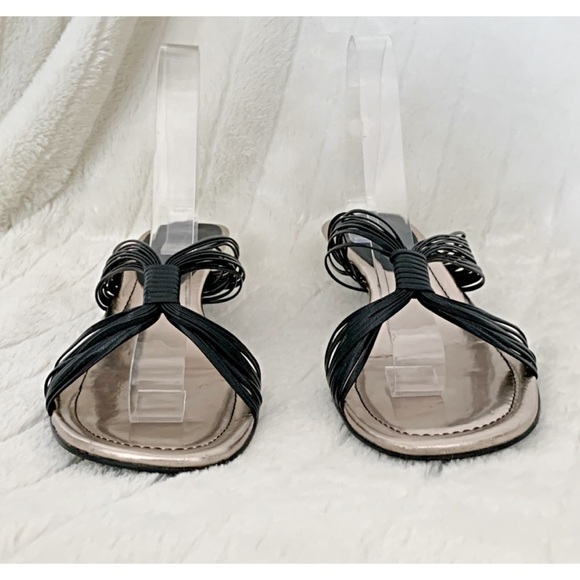 ETIENNE AIGNER Sz 9M “EMMI” Black Strappy Kitten Heel Slide Sandals - Picture 4 of 6